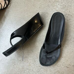 Donald J. Pliner Black Wedge Sandals
